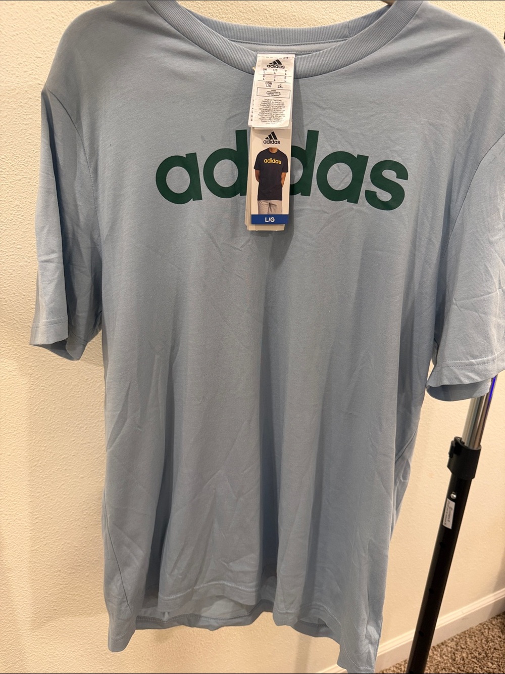 adidas Light Blue T-Shirt with Dark Green Logo